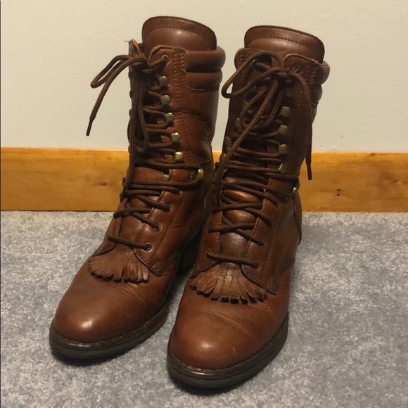 Double H Shoes - Double H Laced Up Brown Boots 2in Heel